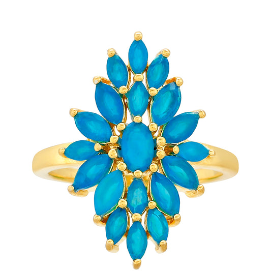 Goldplattierter Silberring mit äthiopischem Paraiba-Blauopal