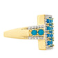 Goldplattierter Silberring mit äthiopischem Paraiba-Blauopal und weißem Topas
