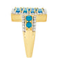 Goldplattierter Silberring mit äthiopischem Paraiba-Blauopal und weißem Topas