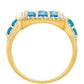 Goldplattierter Silberring mit äthiopischem Paraiba-Blauopal und weißem Topas