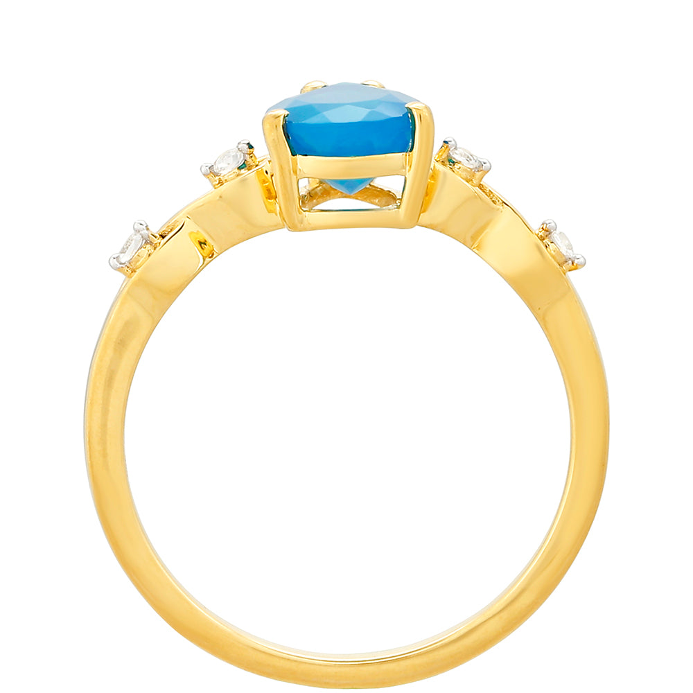 Goldplattierter Silberring mit äthiopischem Paraiba-Blauopal und weißem Topas