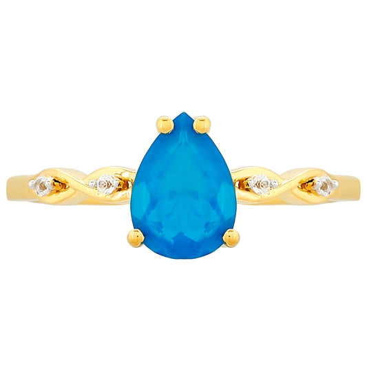 Goldplattierter Silberring mit äthiopischem Paraiba-Blauopal und weißem Topas