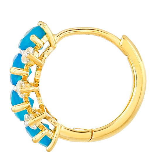 Goldplattierte Silberohrringe mit äthiopischem Paraiba-Blauopal und weißem Topas