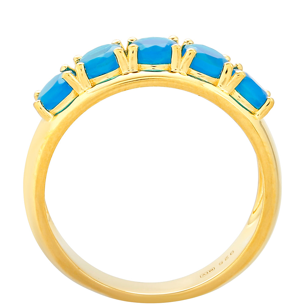 Goldplattierter Silberring mit äthiopischem Paraiba-Blauopal 4 