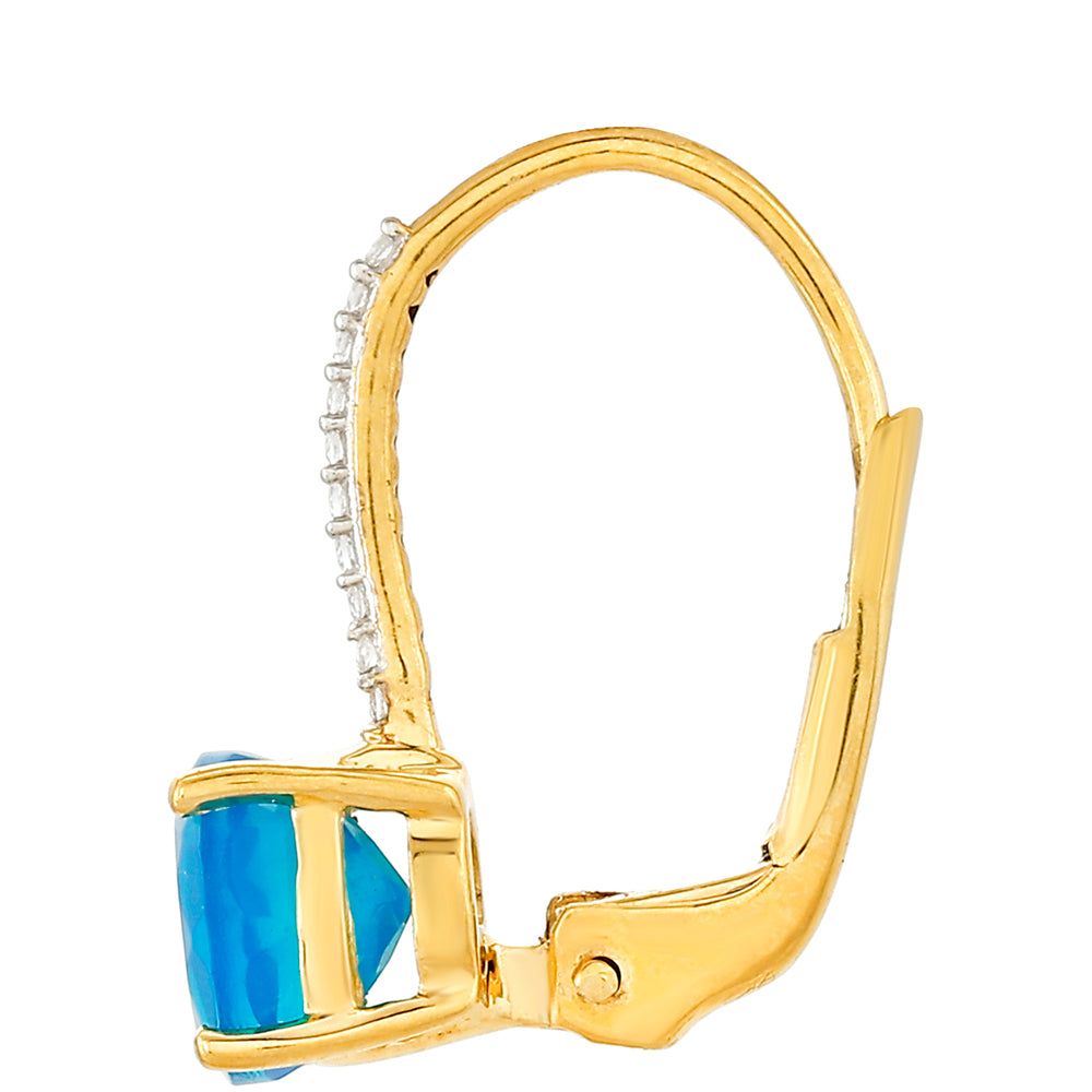 Goldplattierte Silberohrringe mit äthiopischem Paraiba-Blauopal und weißem Topas 2 