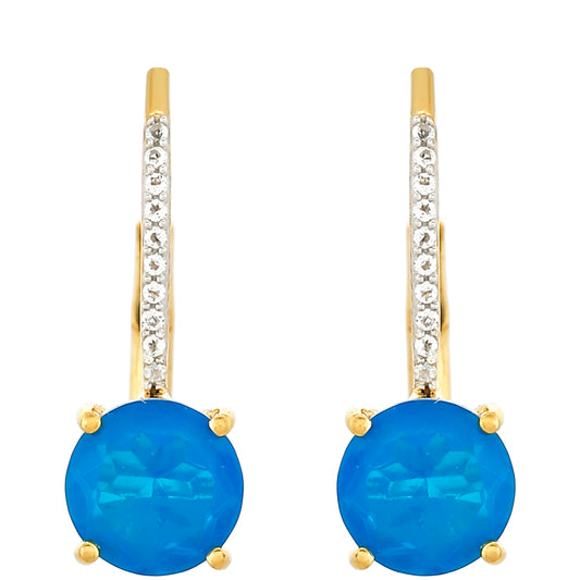 Goldplattierte Silberohrringe mit äthiopischem Paraiba-Blauopal und weißem Topas