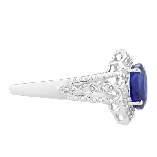 Silberring mit Thai Saphir und weißem Topas