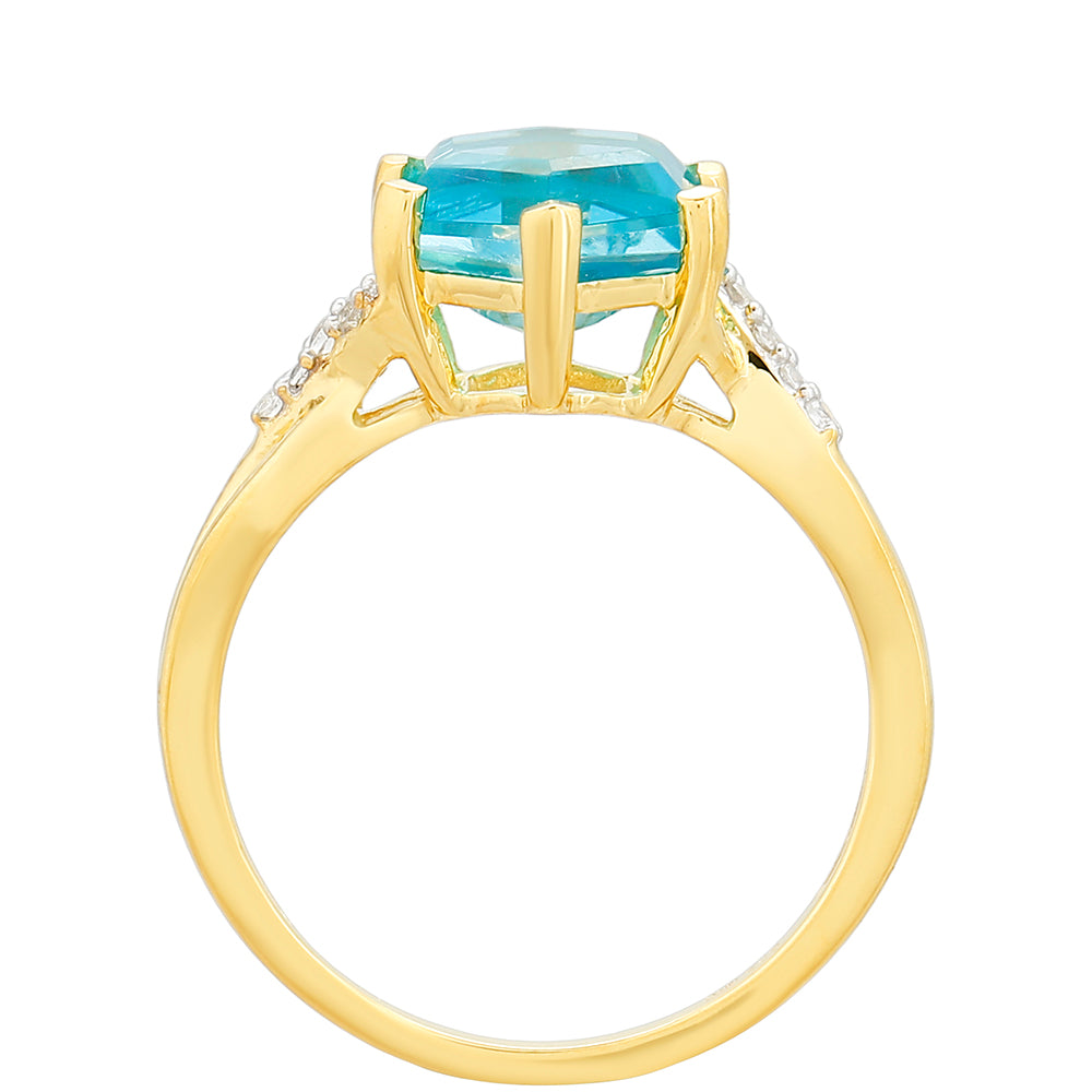 Goldplattierter Silberring mit Paraiba Quarz und weißem Topas