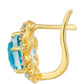 Goldplattierte Silberohrringe mit Paraiba Quarz und blauem Liberty Topas