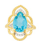 Goldplattierter Silberring mit Paraiba Quarz und weißem Topas