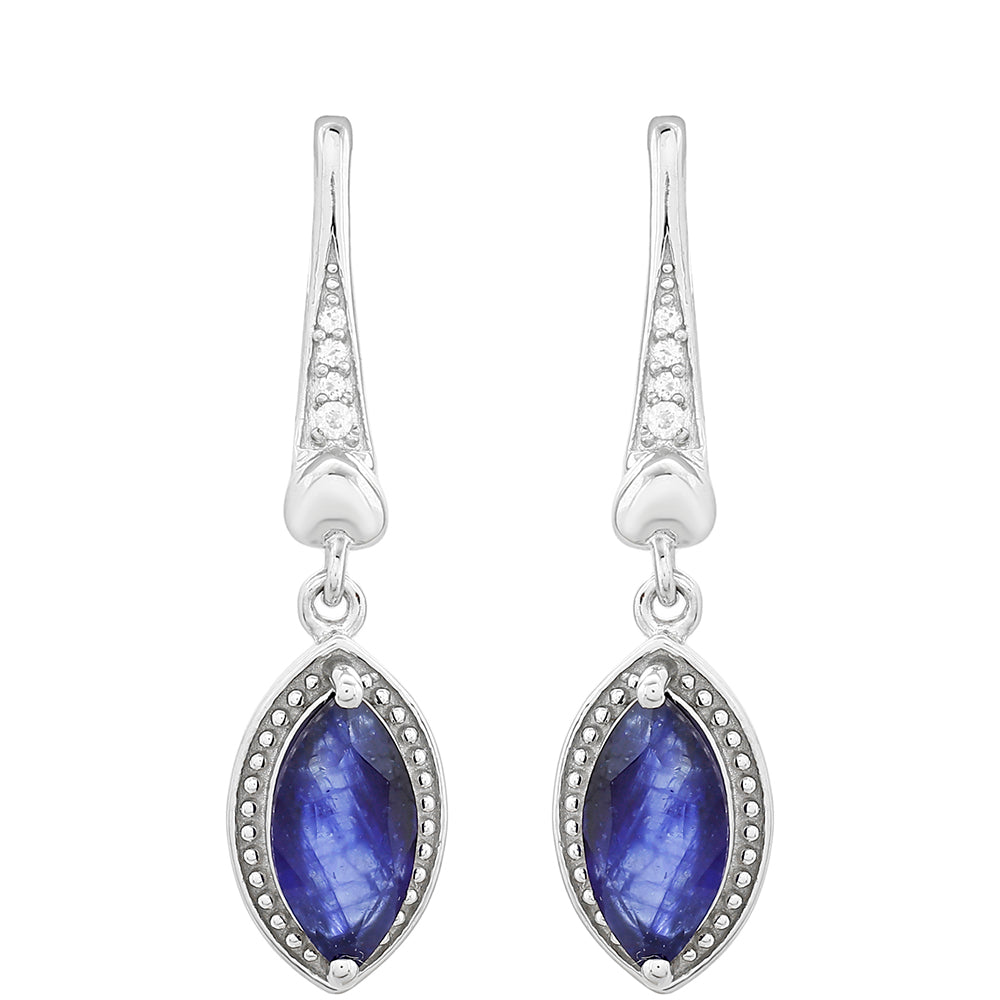 Silberohrringe mit Thai Saphir und weißem Topas