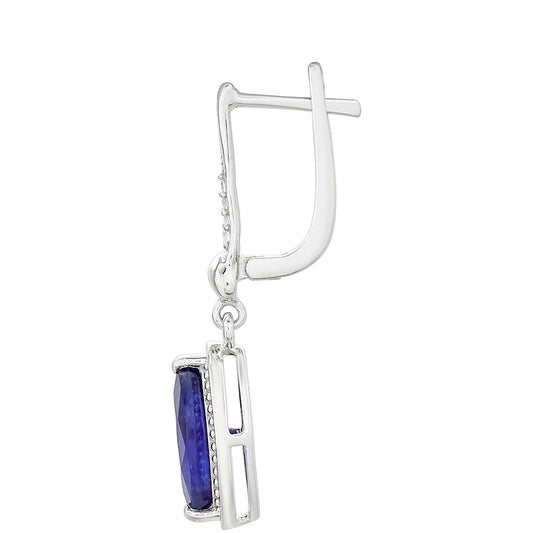 Silberohrringe mit Thai Saphir und weißem Topas