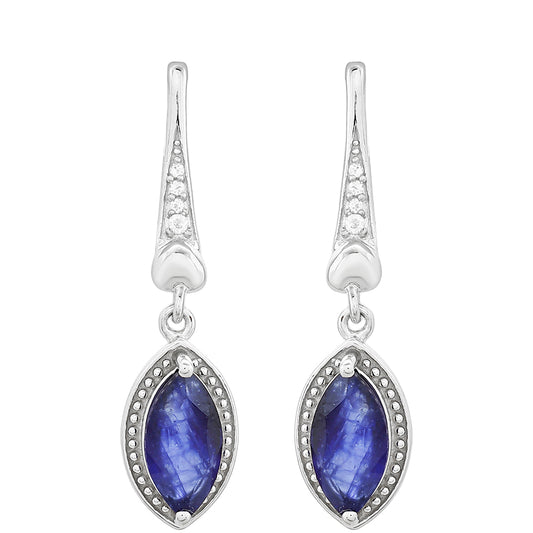 Silberohrringe mit Thai Saphir und weißem Topas