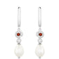 Silberohrringe mit Granat und weißer Süßwasserperle