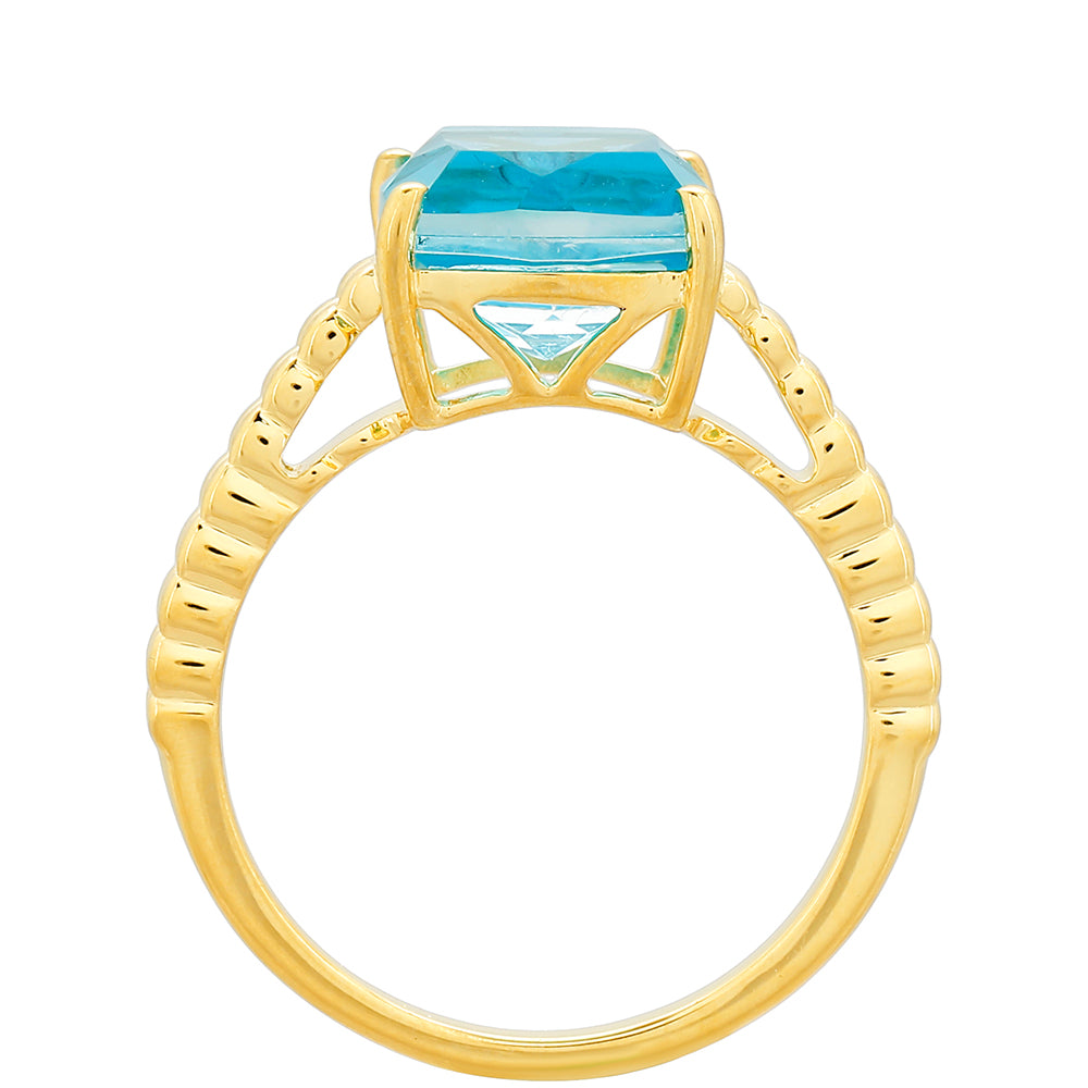 Goldplattierter Silberring mit Paraiba Quarz 4 