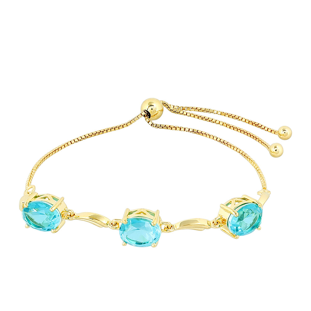 Goldplattiertes Silberarmband mit Paraiba Quarz