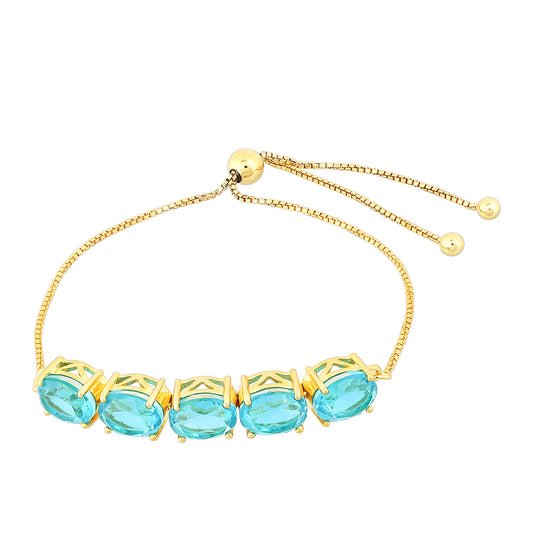 Goldplattiertes Silberarmband mit Paraiba Quarz
