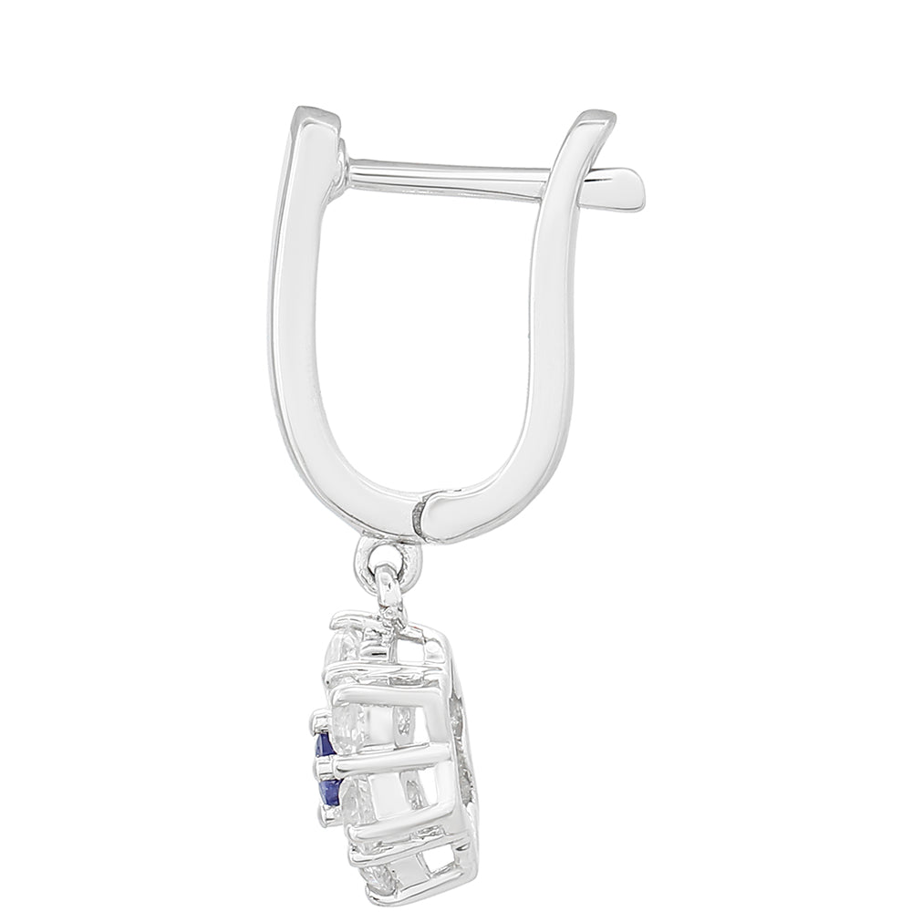 Silberohrringe mit Thai Saphir und weißem Topas 2 