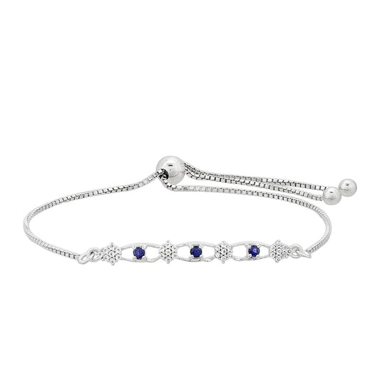 Silberarmband mit Thai Saphir und weißem Topas