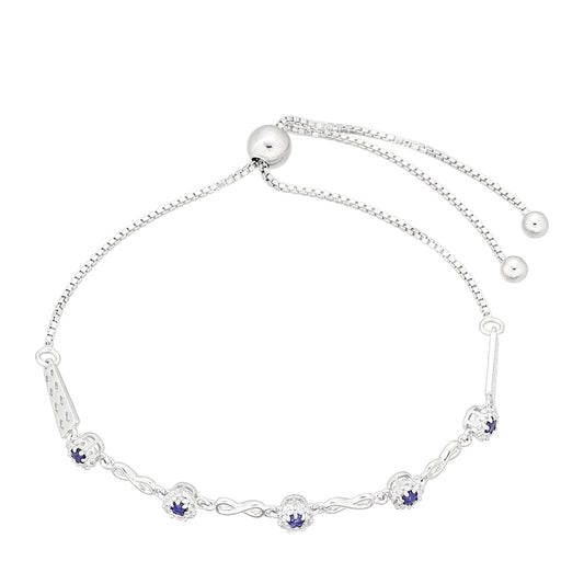 Silberarmband mit Thai Saphir und weißem Topas