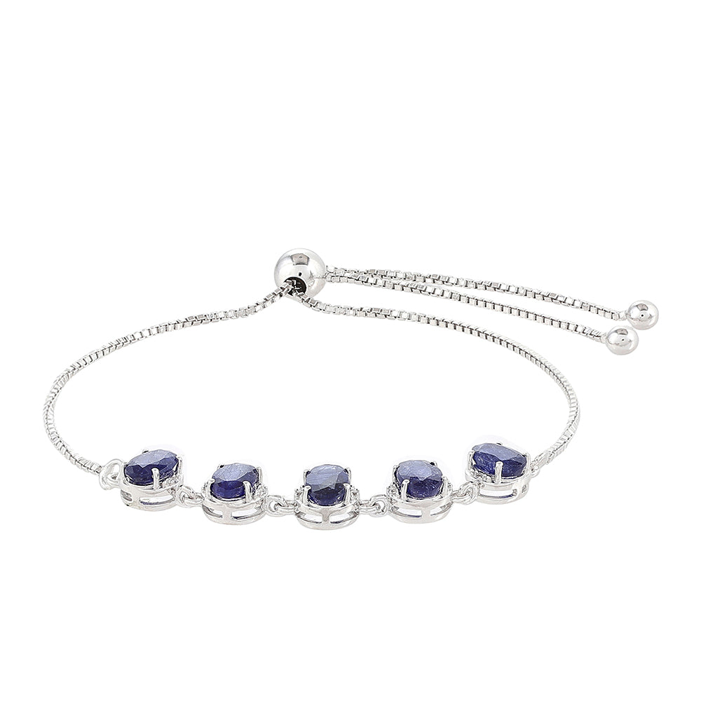 Silberarmband mit Thai Saphir und weißem Topas 2 