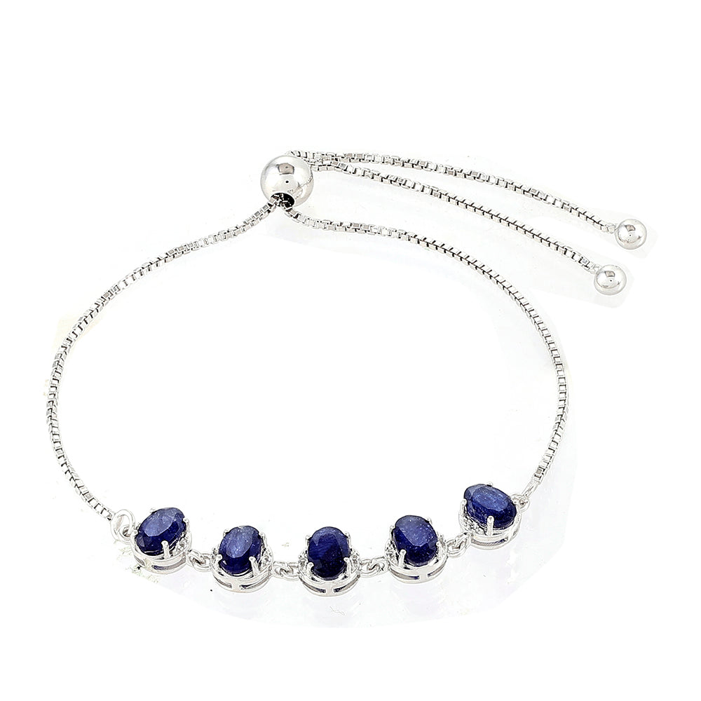 Silberarmband mit Thai Saphir und weißem Topas 1 