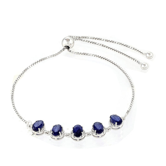 Silberarmband mit Thai Saphir und weißem Topas