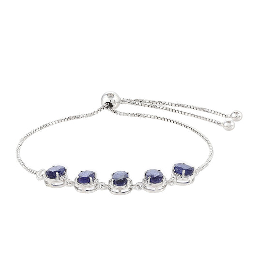 Silberarmband mit Thai Saphir und weißem Topas