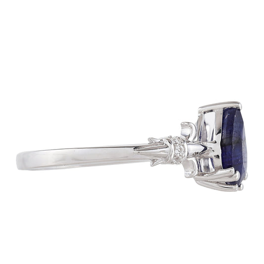 Silberring mit Thai Saphir und weißem Topas
