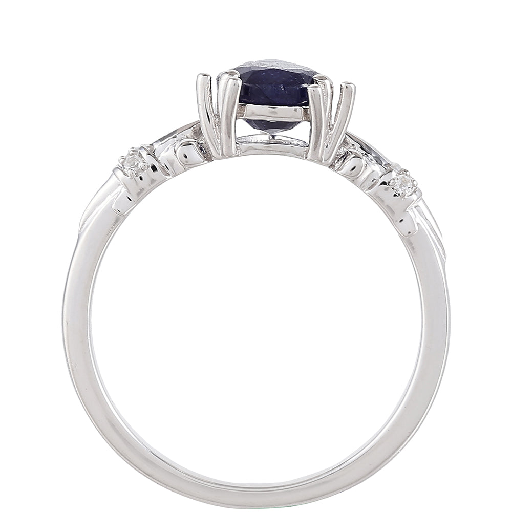 Silberring mit Thai Saphir und weißem Topas