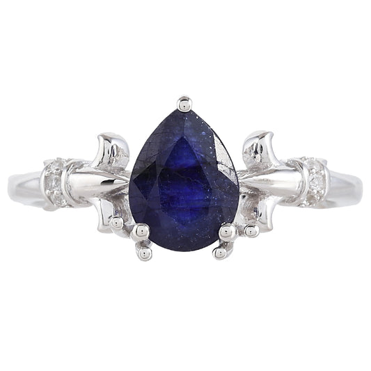 Silberring mit Thai Saphir und weißem Topas