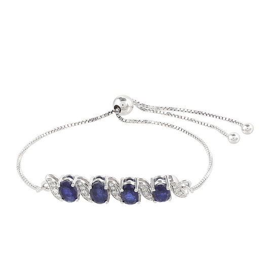 Silberarmband mit Thai Saphir und weißem Topas