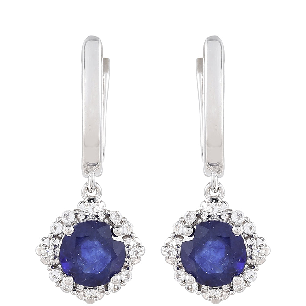 Silberohrringe mit Thai Saphir und weißem Topas