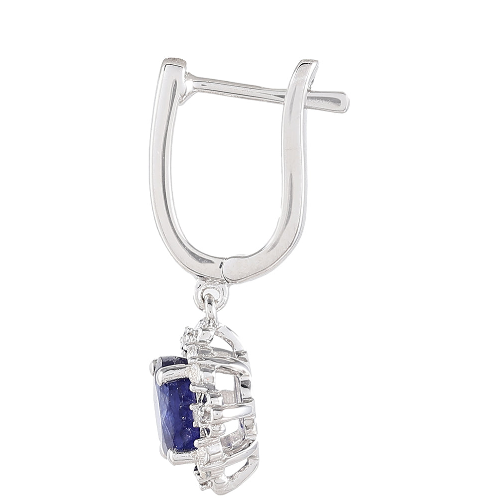 Silberohrringe mit Thai Saphir und weißem Topas 2 