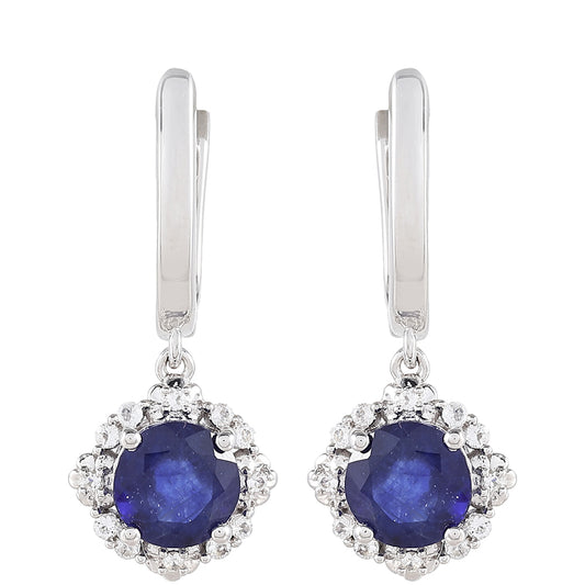 Silberohrringe mit Thai Saphir und weißem Topas