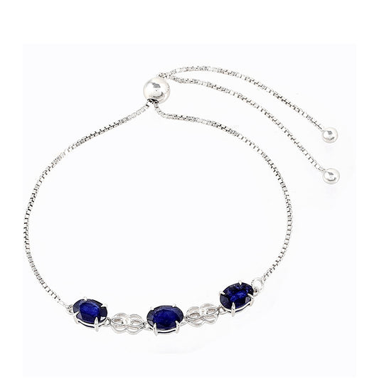 Silberarmband mit Thai Saphir und weißem Topas