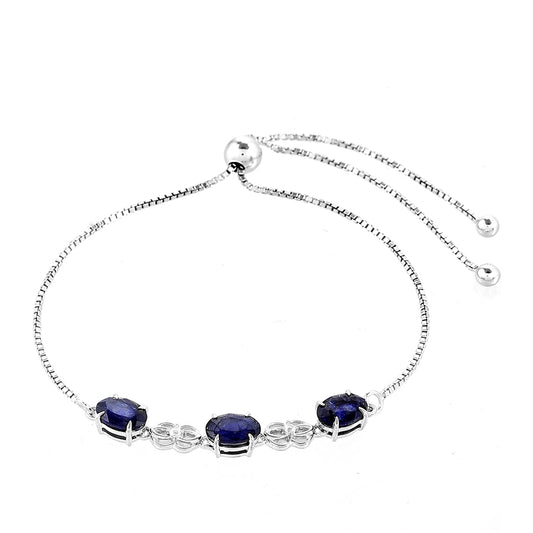 Silberarmband mit Thai Saphir und weißem Topas