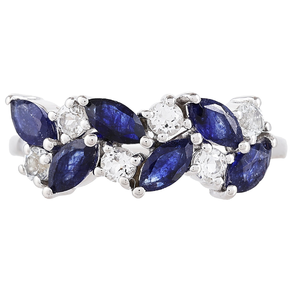 Silberring mit Thai Saphir und weißem Topas 1 