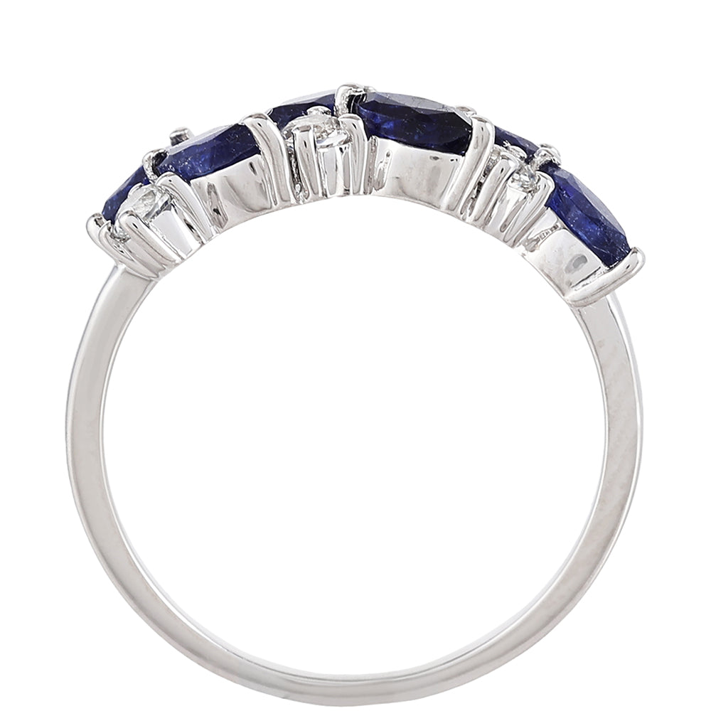 Silberring mit Thai Saphir und weißem Topas 4 