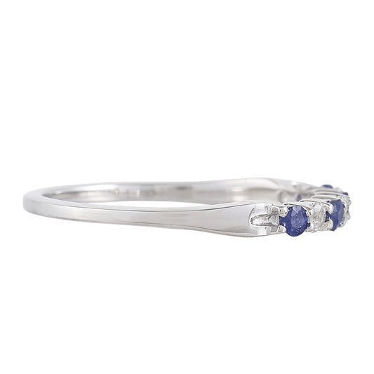 Silberring mit Thai Saphir und weißem Topas