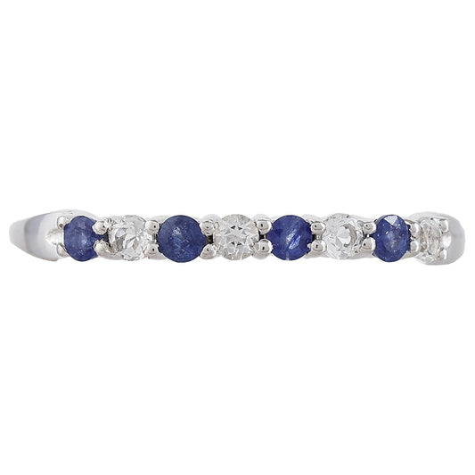 Silberring mit Thai Saphir und weißem Topas