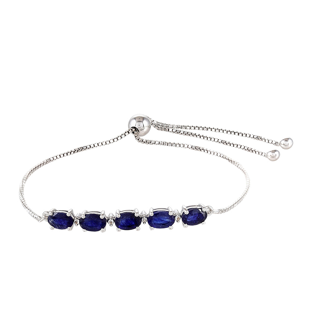 Silberarmband mit Thai Saphir und weißem Topas