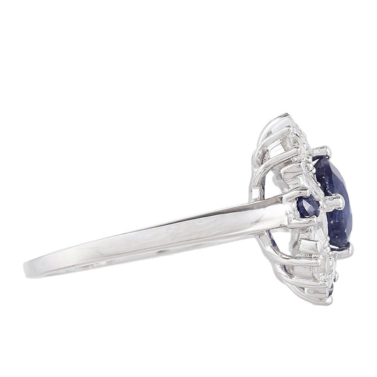 Silberring mit Thai Saphir und weißem Topas