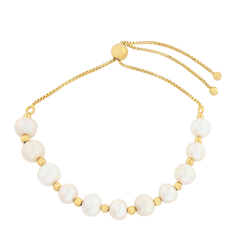 Goldplattiertes Silberarmband mit barocker Süßwasserzuchtperle 1 