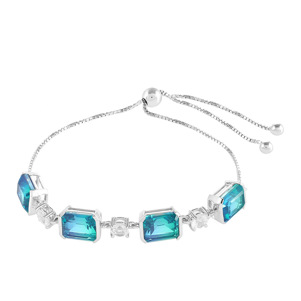 Silberarmband mit Pfauenquarz und weißem Topas 1 