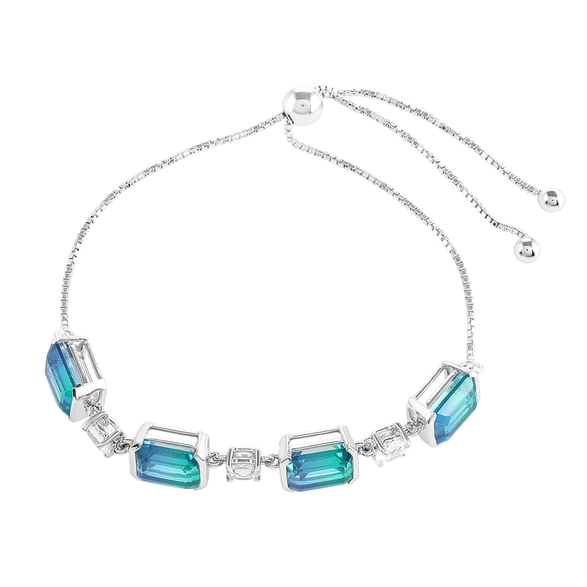 Silberarmband mit Pfauenquarz und weißem Topas 3 
