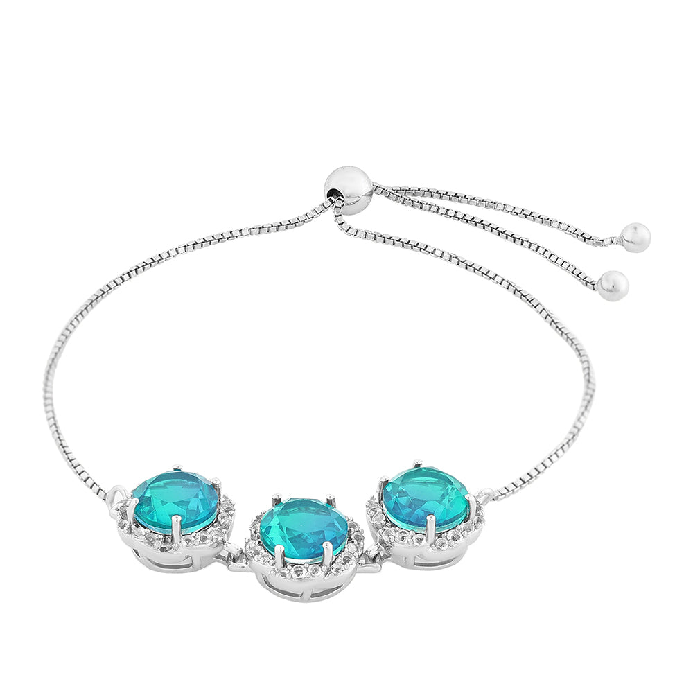 Silberarmband mit Pfauenquarz und weißem Topas