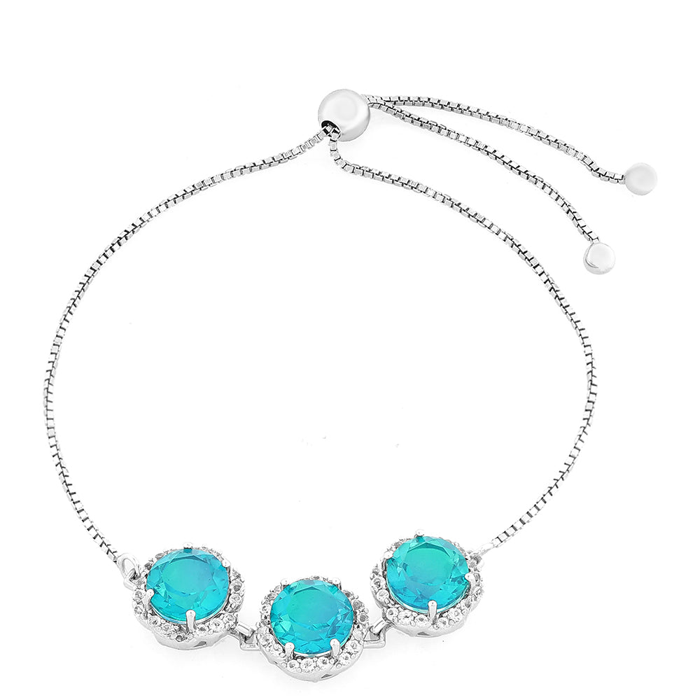 Silberarmband mit Pfauenquarz und weißem Topas 1 