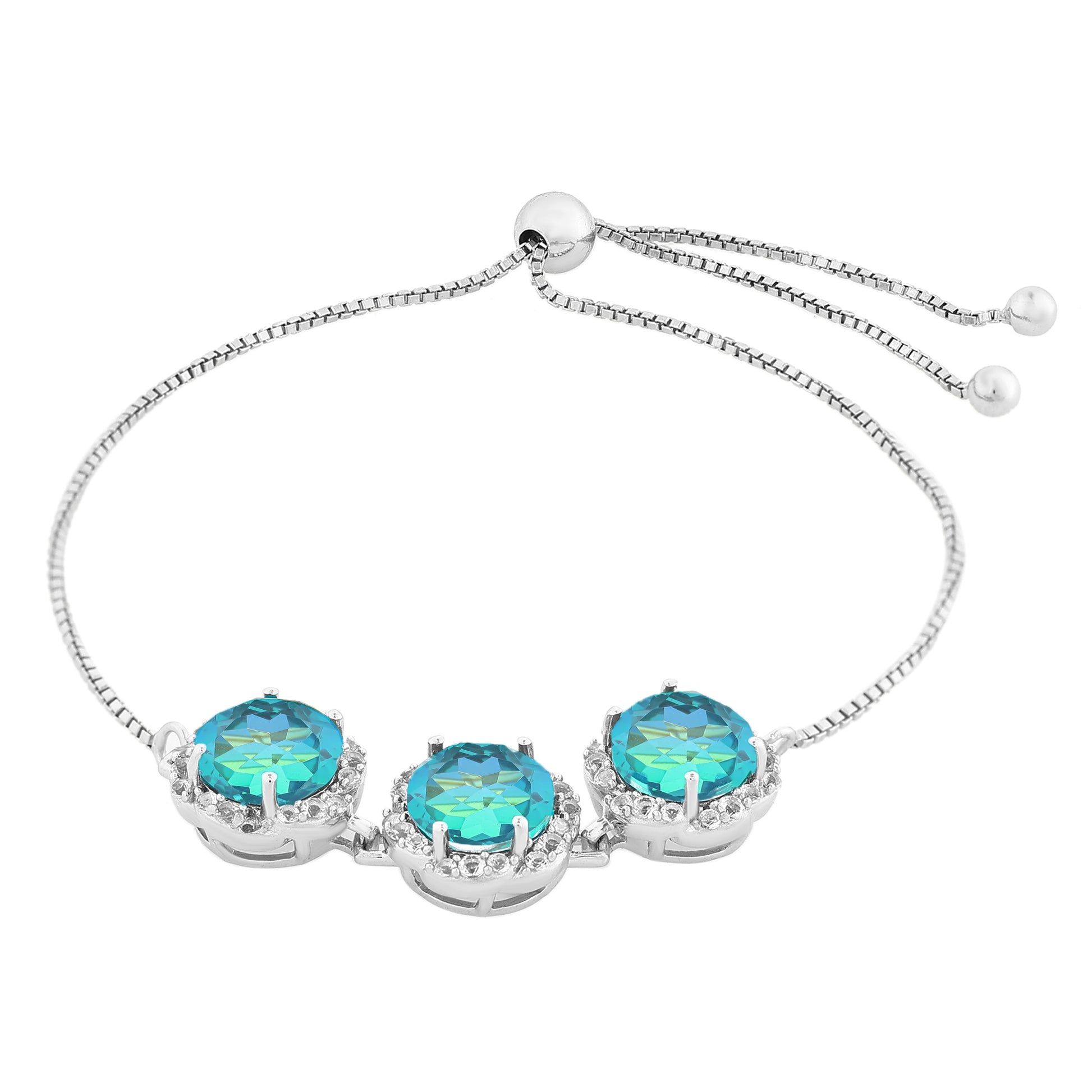 Silberarmband mit Pfauenquarz und weißem Topas 4 