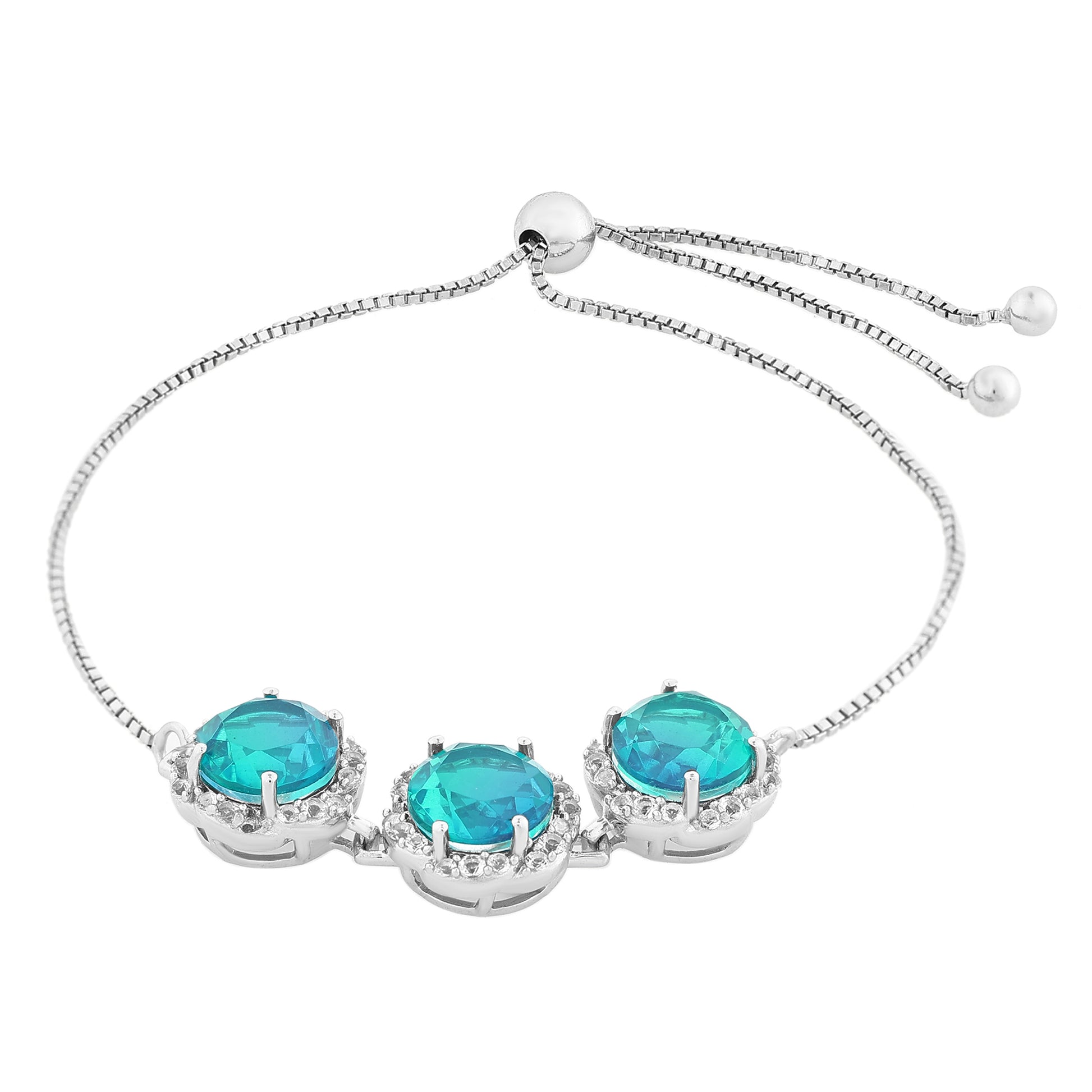 Silberarmband mit Pfauenquarz und weißem Topas 3 